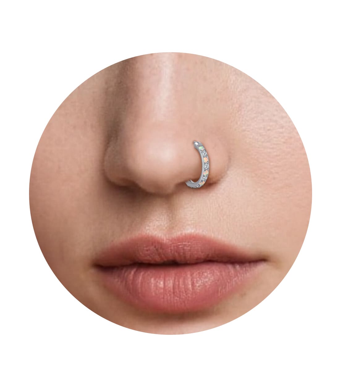 limerencia Nose Ring Hoop, Titanium Nose Ring for Women Men--Turquoise+Opal CZ