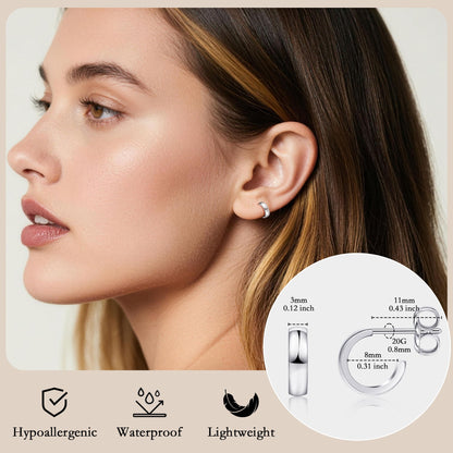 Limerencia Hypoallergenic G23 Pure Titanium Post Thin Square Edge Open Hoop | F136 Imlant Grade Womens Dainty Hoop Earrings | Lightweight for Sensitive Ears (8 mm, Gold)
