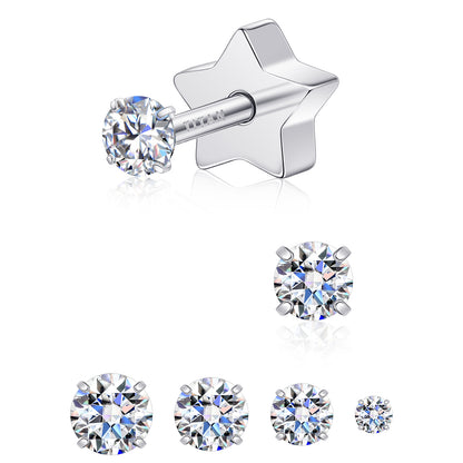 Limerencia Moissanite Stud Earrings for Women Men, F136 Hypoallergenic Titanium Earrings for Sensitive Ears, 18K White Gold Plated Star or Heart Flat Back, D Color VVS1 Clarity, GRA Certificate