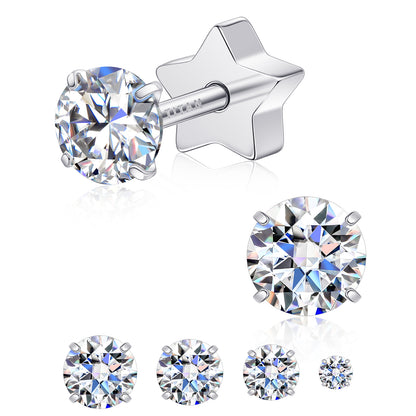 Limerencia Moissanite Stud Earrings for Women Men, F136 Hypoallergenic Titanium Earrings for Sensitive Ears, 18K White Gold Plated Star or Heart Flat Back, D Color VVS1 Clarity, GRA Certificate