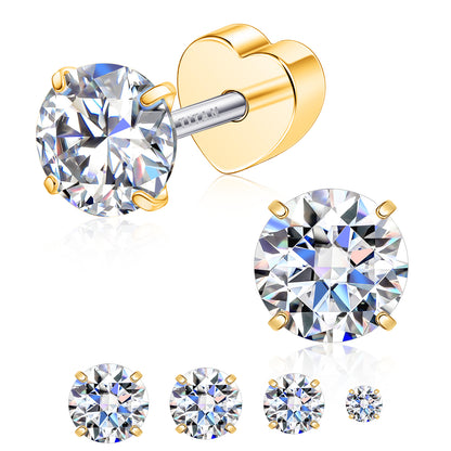 Limerencia Moissanite Stud Earrings for Women Men, F136 Hypoallergenic Titanium Earrings for Sensitive Ears, 18K White Gold Plated Star or Heart Flat Back, D Color VVS1 Clarity, GRA Certificate