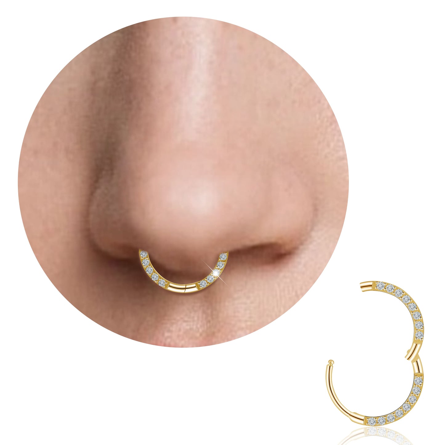 Anneau de nez en titane Limerencia, anneau de nez en titane zirconium 20G, boucle d'oreille pour cartilage, anneau de septum, piercing tragus, conque, hélice, daith et lèvre, bijoux pour femme et homme