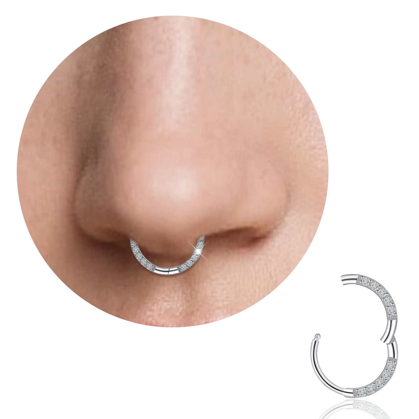 Anneau de nez en titane Limerencia, anneau de nez en titane zirconium 20G, boucle d'oreille pour cartilage, anneau de septum, piercing tragus, conque, hélice, daith et lèvre, bijoux pour femme et homme