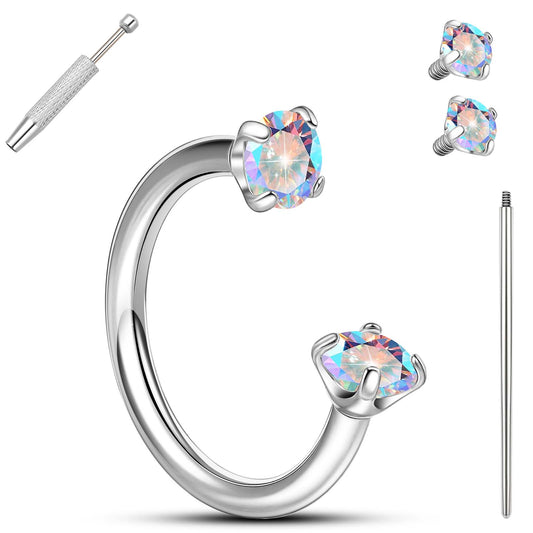 limerencia Horseshoe Nose Rings - 18G Titanium Cubic Zirconia Nose Ring,Half Hoop for Women Men, Septum Lip Rings Cartilage Helix Tragus Daith Earrings, Piercing Jewelry