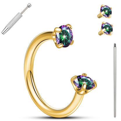 Anneaux de nez en fer à cheval Limerencia - Anneau de nez en titane avec zirconium 18G, demi-cercle pour femmes et hommes, anneaux pour septum, lèvre, cartilage, hélix, tragus et daith, bijoux de piercing