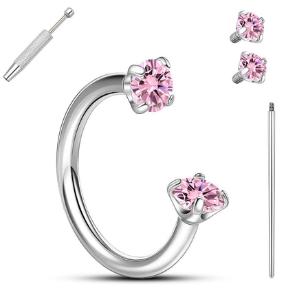 Anneaux de nez en fer à cheval Limerencia - Anneau de nez en titane avec zirconium 18G, demi-cercle pour femmes et hommes, anneaux pour septum, lèvre, cartilage, hélix, tragus et daith, bijoux de piercing