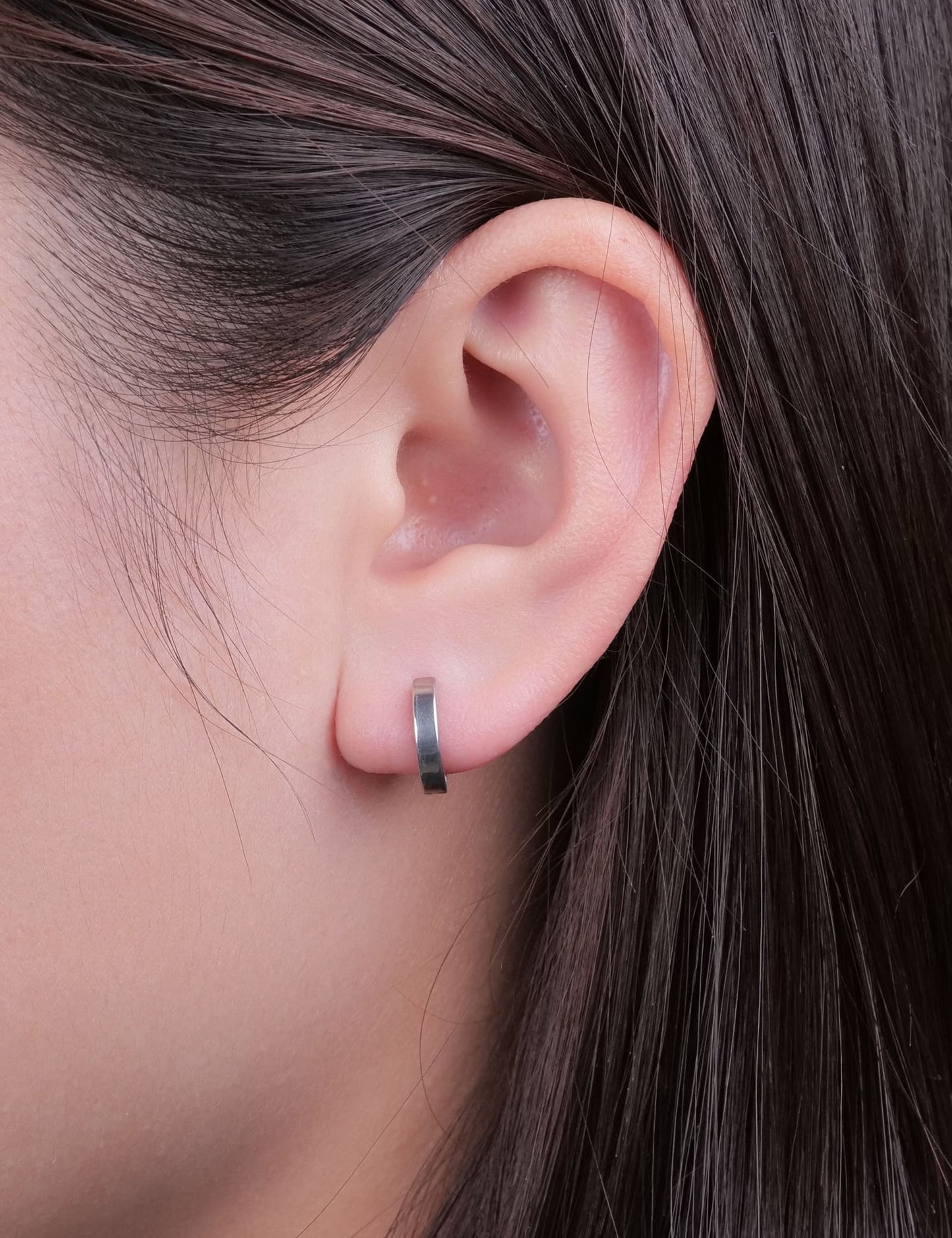 Limerencia G23 Pure Titanium Hypoallergenic Huggie Hoop Earrings for Women Sensitive Ears (8 Millimeters)