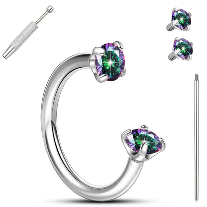 Anneaux de nez en fer à cheval Limerencia - Anneau de nez en titane avec zirconium 18G, demi-cercle pour femmes et hommes, anneaux pour septum, lèvre, cartilage, hélix, tragus et daith, bijoux de piercing