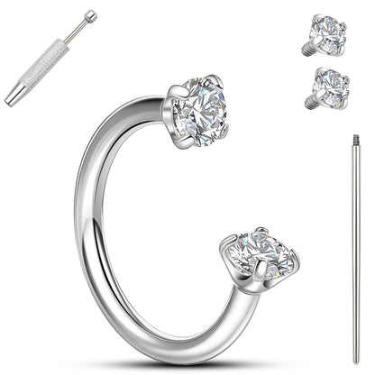 Anneaux de nez en fer à cheval Limerencia - Anneau de nez en titane avec zirconium 18G, demi-cercle pour femmes et hommes, anneaux pour septum, lèvre, cartilage, hélix, tragus et daith, bijoux de piercing
