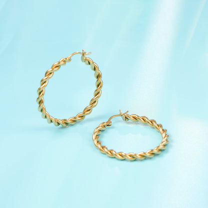Pendientes de aro redondos de Limerencia, hipoalergénicos, de titanio puro, con cuerda retorcida, para mujer (aro de cuerda retorcida de 35 mm, plata)