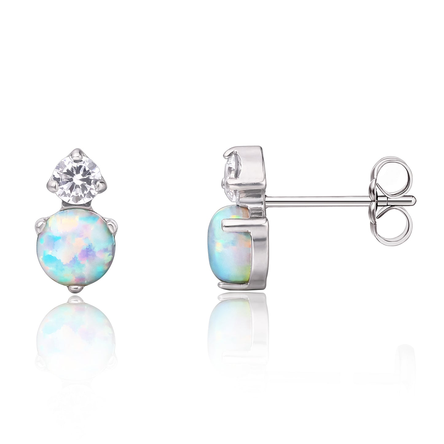 Limerencia G23 Pure Titanium Hypoallergenic Earrings | F136 Implant Grade Titanium Jewelry for Sensitive Ears (CZ + White Opal)