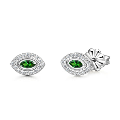 Limerencia Hypoallergene F136 Ohrringe aus reinem Titan, G23 Implantatqualität Titan-Ohrstecker, Evil Eye Helix Ohrstecker mit Zirkonia-Cluster, minimalistischer Stil für Frauen mit empfindlichen Ohren (Grün Silber)