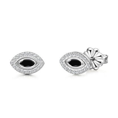 Limerencia Hypoallergene F136 Reintitan-Ohrringe, G23 Implantatqualität Titanstecker, Evil Eye Helix Piercings mit Zirkonia-Cluster, Minimalistischer Stil für Frauen mit empfindlichen Ohren (Schwarz Silber)