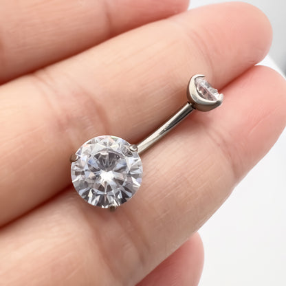 Limerencia Anneaux de nombril en titane G23, grade implant médical hypoallergénique, barre de piercing ombilical 14G avec zircon cubique forme goutte d’eau (Blanc)