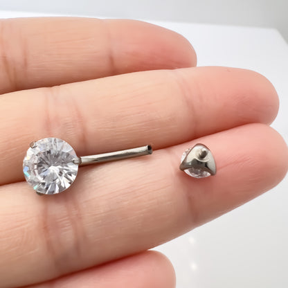 Limerencia Anneaux de nombril en titane G23, grade implant médical hypoallergénique, barre de piercing ombilical 14G avec zircon cubique forme goutte d’eau (Blanc)