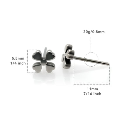 Limerencia Hypoallergene G23 Ohrringe aus reinem Titan, sicher für empfindliche Ohren, niedliche Tiersilhouetten, F136 Implantat-Titan für Frauen (vierblättriges Kleeblatt, Titan)