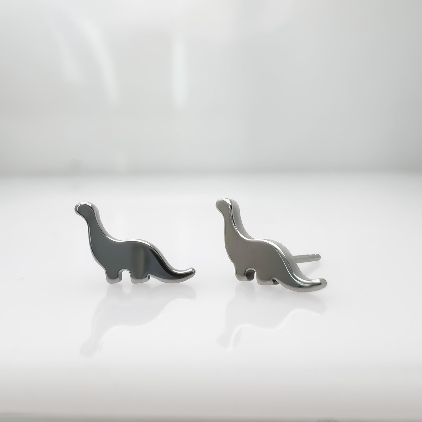 Limerencia Hypoallergenic G23 Pure Titanium Earrings, Safe for Sensitive Earrings, Cute Animal Silhouettes, F136 Implant Grade Titanium for Female (Dinosaur, Titanium)