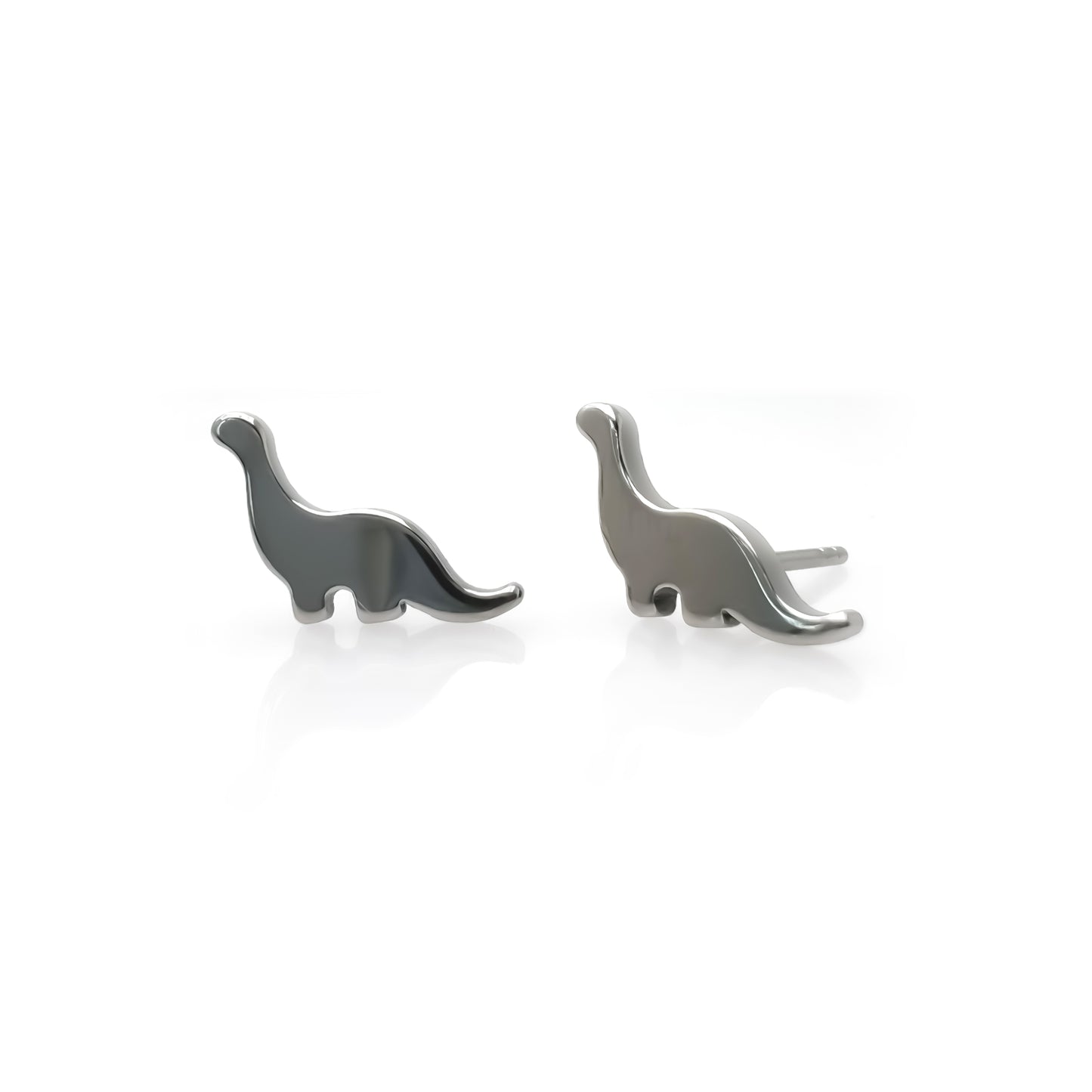 Limerencia Hypoallergenic G23 Pure Titanium Earrings, Safe for Sensitive Earrings, Cute Animal Silhouettes, F136 Implant Grade Titanium for Female (Dinosaur, Titanium)