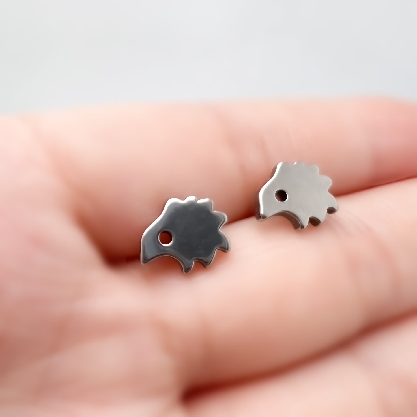 Limerencia Hypoallergenic G23 Pure Titanium Earrings, Safe for Sensitive Earrings, Cute Animal Silhouettes, F136 Implant Grade Titanium for Female (Hedgehog, Titanium)