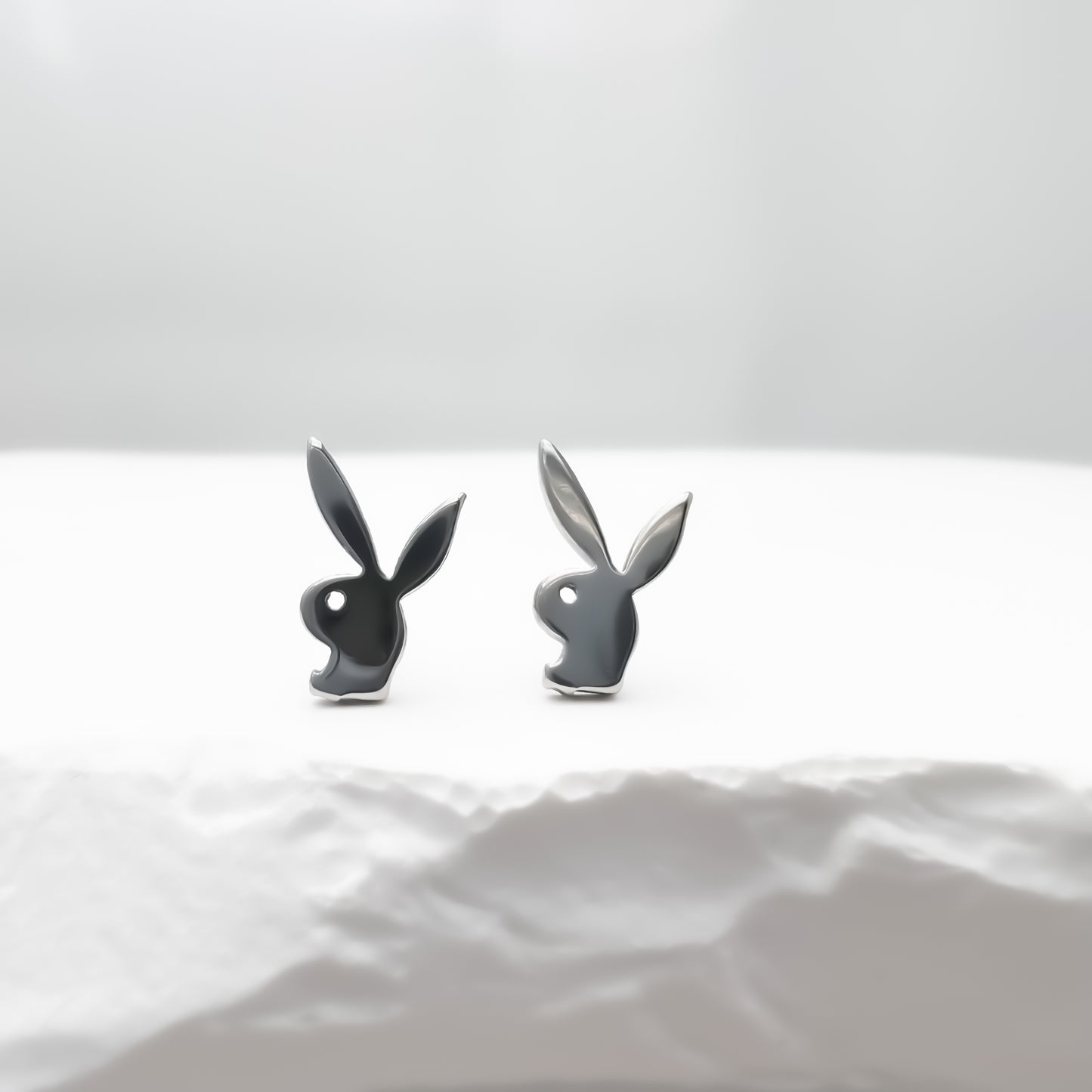 Limerencia Hypoallergenic G23 Pure Titanium Earrings, Safe for Sensitive Earrings, Cute Animal Silhouettes, F136 Implant Grade Titanium for Female (Bunny, Titanium)