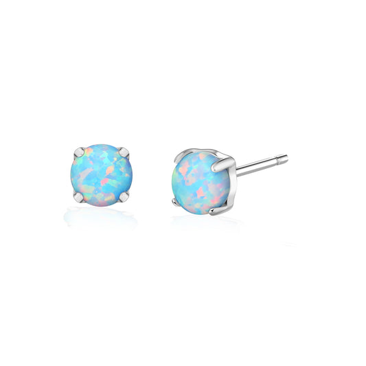 Limerencia G23 Hypoallergenic Pure Titanium Earrings, Opal/Moonstone/Cat's Eye/Blue Turquoise Stud Earrings, F136 Implant Grade|Delicate Jewelry for Sensitive Ears (5mm, Light Blue)