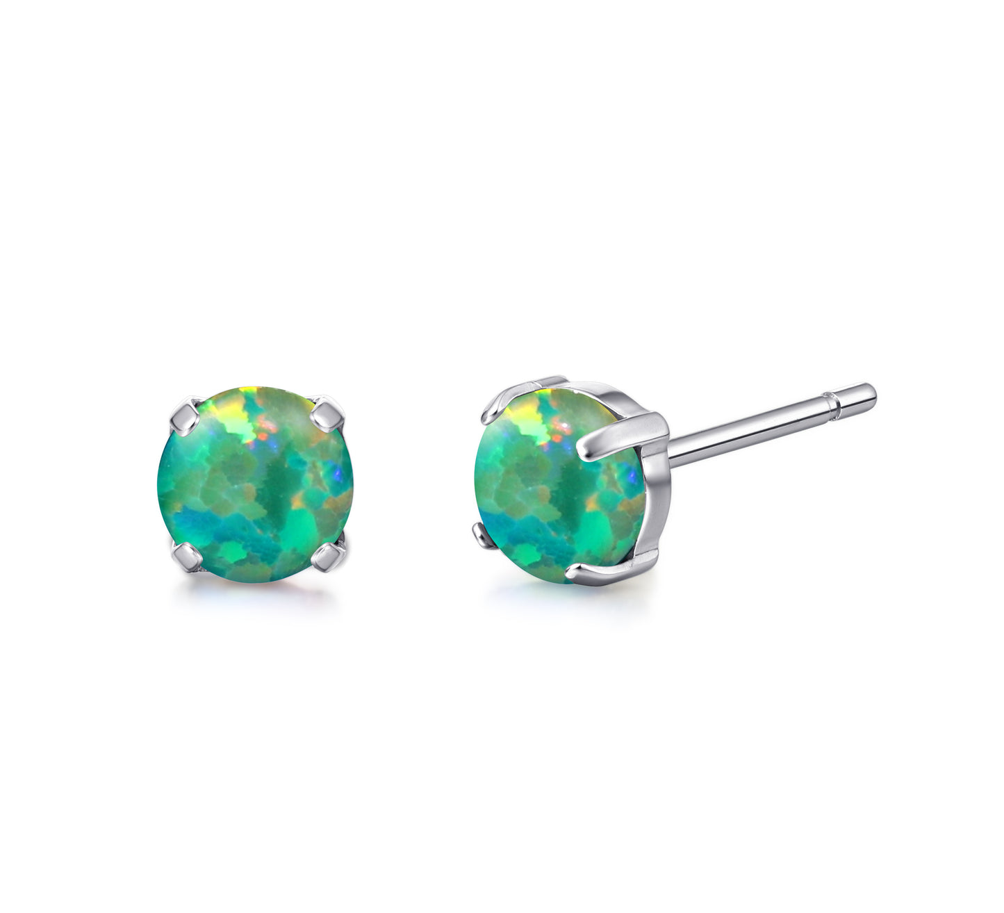 Limerencia G23 Hypoallergenic Pure Titanium Earrings, Opal/Moonstone/Cat's Eye/Blue Turquoise Stud Earrings, F136 Implant Grade|Delicate Jewelry for Sensitive Ears (5mm, Green)