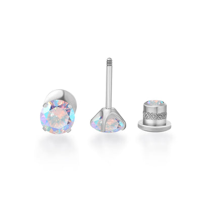 Limerencia Pendientes Hipoalergénicos de Titanio con Circonitas Cúbicas 5A G23 para Mujer, Pendientes de Hélice con Rosca Posterior de Grado Implante F136 para Orejas Sensibles (Aurora Boreal)