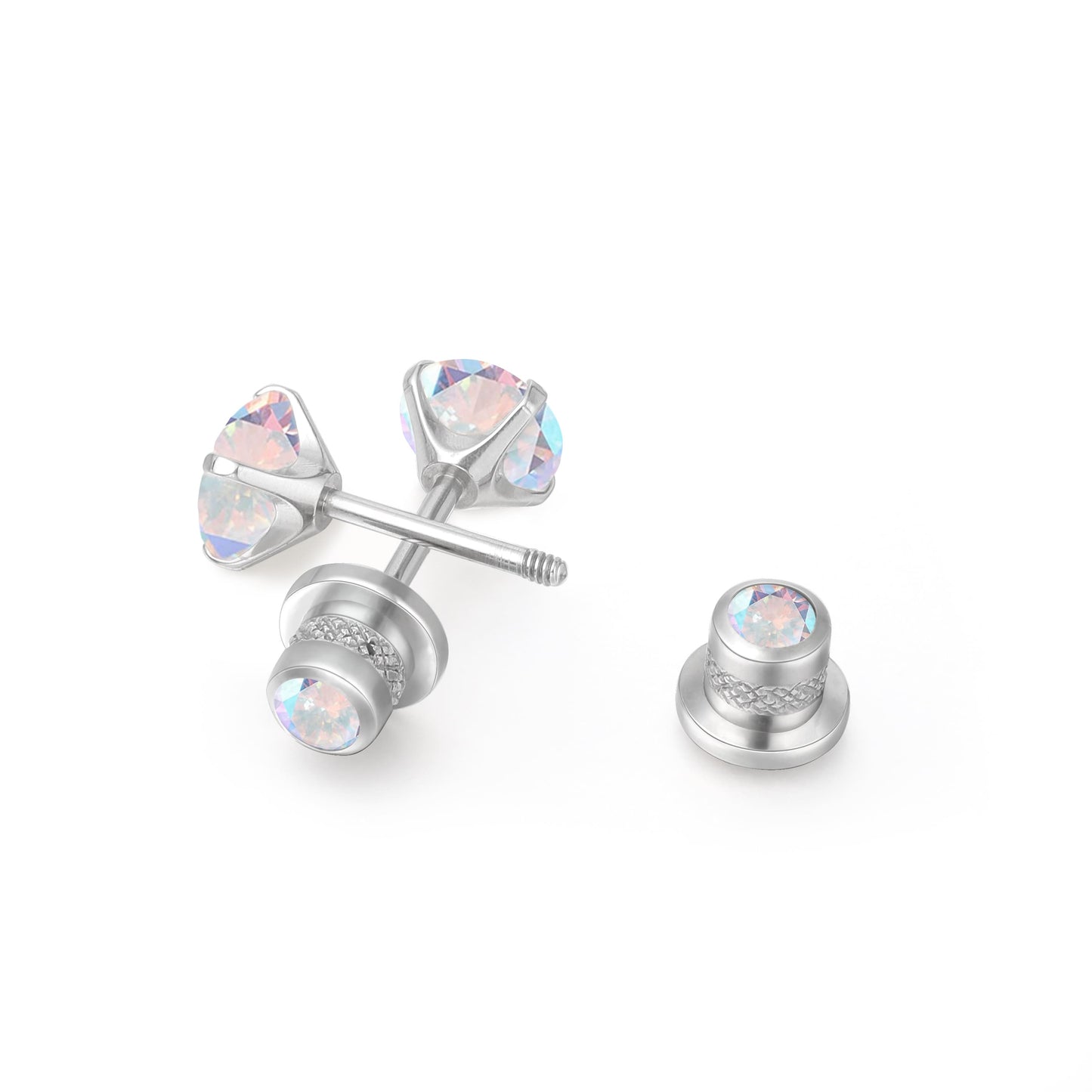 Limerencia Pendientes Hipoalergénicos de Titanio con Circonitas Cúbicas 5A G23 para Mujer, Pendientes de Hélice con Rosca Posterior de Grado Implante F136 para Orejas Sensibles (Aurora Boreal)