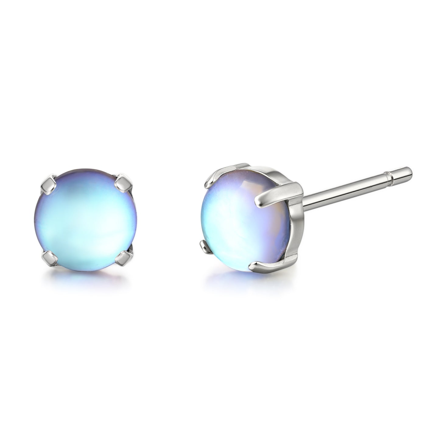 Limerencia G23 Hypoallergenic Pure Titanium Earrings, Opal/Moonstone/Cat's Eye/Blue Turquoise Stud Earrings, F136 Implant Grade|Delicate Jewelry for Sensitive Ears (5mm, Moonstone)