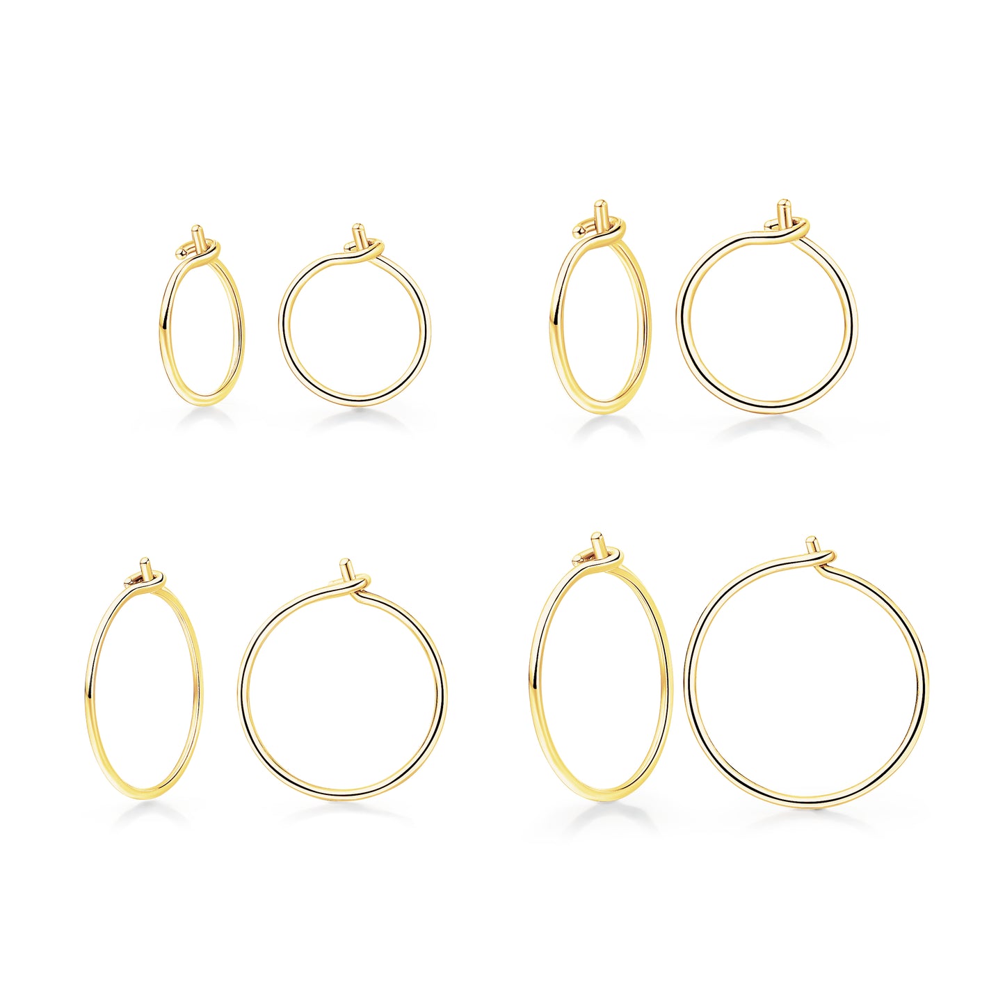 4 Pairs G23 Pure Titanium Huggie Hoop Earrings Tiny Wire Hypoallergenic F136 Implant Grade for Sensitive Ear (0.8mm Wire Hoop, Gold)