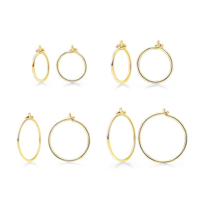 4 Pairs G23 Pure Titanium Huggie Hoop Earrings Tiny Wire Hypoallergenic F136 Implant Grade for Sensitive Ear (0.8mm Wire Hoop, Gold)