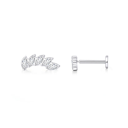 Limerencia G23 Boucles d'oreilles à dos plat 18G hypoallergéniques | Piercing en titane grade implant F136 sans filetage à emboîtement pour cartilage, hélix, labret, lèvre, Monroe et tragus – Cristal Climber