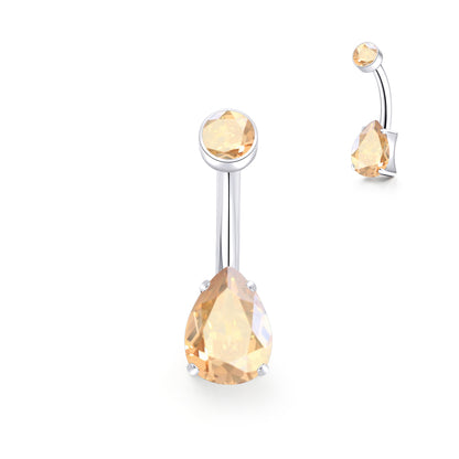 limerencia 14G G23 Titan Bauchnabelpiercing mit kleinem tropfenförmigem Zirkonia, 10mm, Innengewinde, Bauchnabelpiercing Schmuck (10 mm, Champagner CZ)