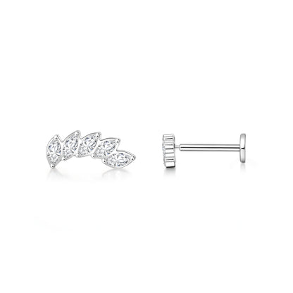 Limerencia G23 Boucles d'oreilles à dos plat 18G hypoallergéniques | Piercing en titane grade implant F136 sans filetage à emboîtement pour cartilage, hélix, labret, lèvre, Monroe et tragus – Cristal Climber
