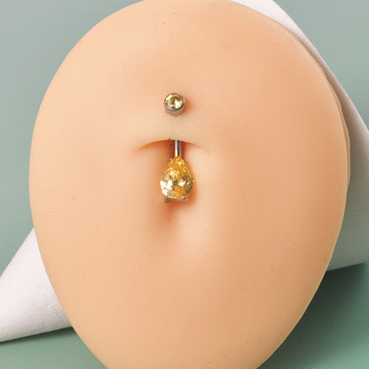 limerencia 14G G23 Titan Bauchnabelpiercing mit kleinem tropfenförmigem Zirkonia, 10mm, Innengewinde, Bauchnabelpiercing Schmuck (10 mm, Champagner CZ)