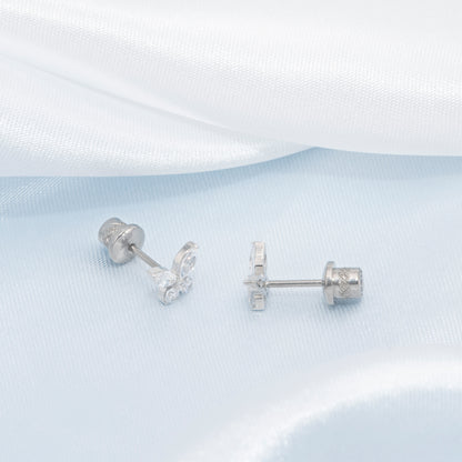 Limerenz Hypoallergener G23 Implantatgrad Titan Schraubverschluss Ohrringe Tragus 20G Helix F136 Piercing Post für empfindliche Mädchenohren Knorpel- Schmetterling Weiß Zirkonia