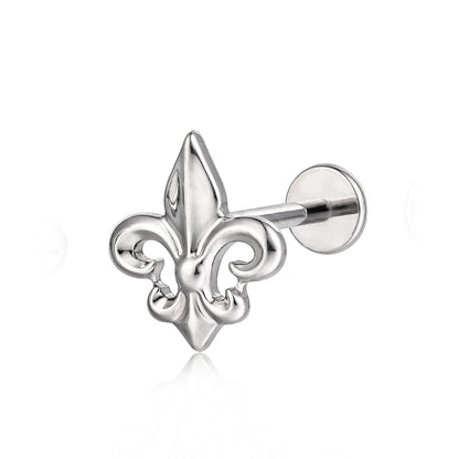 Bijoux de piercing hypoallergéniques en titane ASTM F136 Limerencia, clou à filetage interne dos plat 18G 6mm 8mm 10mm pour tragus, helix, conque, cartilage, nez et lèvre (Crête d'Iris, 1 pièce)