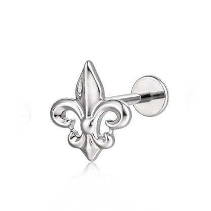 Gioiello piercing borchia filettata interna fondo piatto titanio ipoallergenico Limerencia ASTM F136 18G 6mm 8mm 10mm, per trago, elica, conca, cartilagine, naso e labbra (1 pezzo) (Stemma iris)