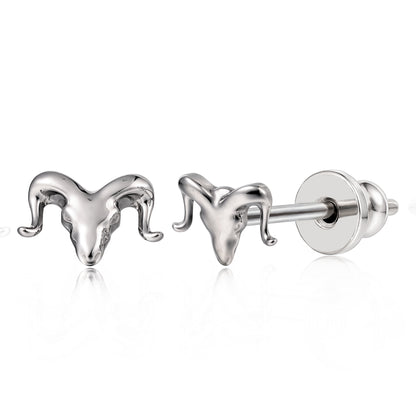 Limerencia F136 Reintitan Hypoallergen Implantatqualität Ohrstecker, G23 Kleine zierliche Zirkonia Ohrringe für empfindliche Ohren von Frauen (Kuhkopf)