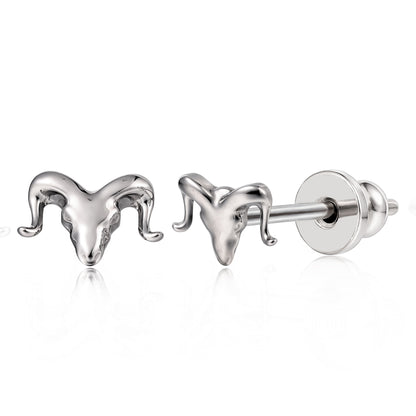 Limerencia F136 Reintitan Hypoallergen Implantatqualität Ohrstecker, G23 Kleine zierliche Zirkonia Ohrringe für empfindliche Ohren von Frauen (Kuhkopf)