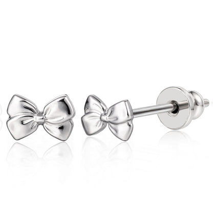 Borchie in titanio puro F136 ipoallergeniche Limerencia, orecchini zircone delicati G23 per donne orecchie sensibili (Nodo a fiocco)