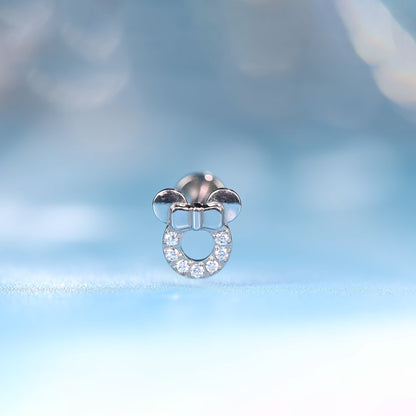 limerencia F136 Hypoallergener Titan 20g 6mm 8mm Flat Back Stud | G23 Implantatgrad Press Fit Gewindefreie Ohrringe Push-in Tragus Knorpel Helix Conch Monroe Piercing Schmuck (minnie mouse 1 Stück)