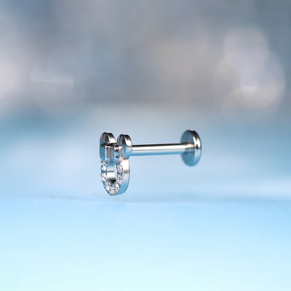 Limerencia Piercingschmuck aus reinem Titan F136, hypoallergen, flacher Rücken, innenliegendes Gewinde, Ohrstecker, 18g für Knorpel/Tragus/Helix/Conch/Nase/Lippe (Minnie Maus 1 Stück)
