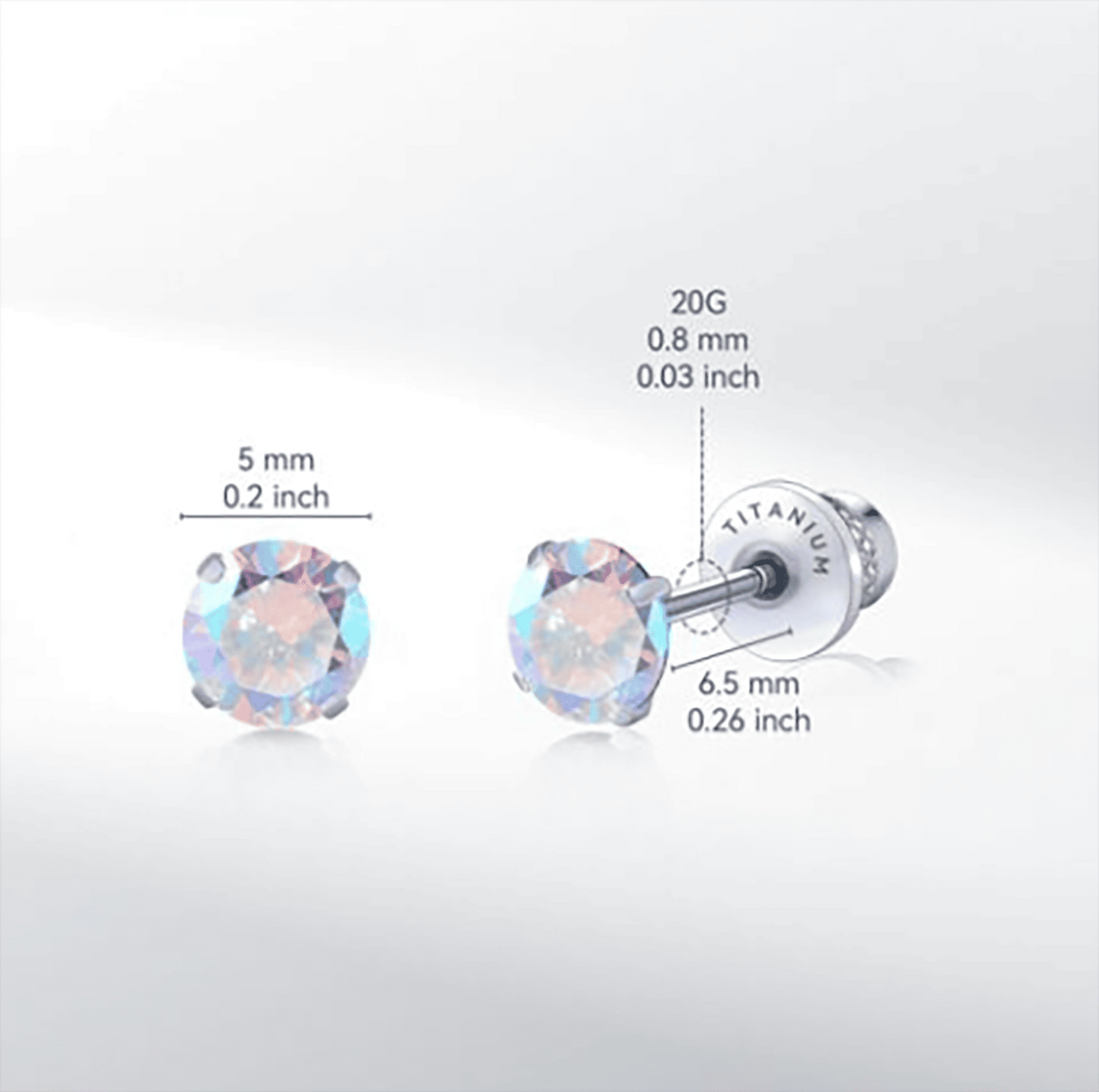 Limerencia Pendientes Hipoalergénicos de Titanio con Circonitas Cúbicas 5A G23 para Mujer, Pendientes de Hélice con Rosca Posterior de Grado Implante F136 para Orejas Sensibles (Aurora Boreal)