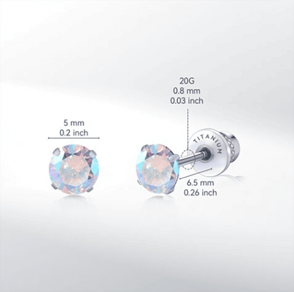 Limerencia Pendientes Hipoalergénicos de Titanio con Circonitas Cúbicas 5A G23 para Mujer, Pendientes de Hélice con Rosca Posterior de Grado Implante F136 para Orejas Sensibles (Aurora Boreal)