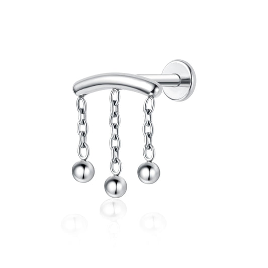 Pendiente de titanio hipoalergénico Limerencia norma ASTM F136, calibre 18G, medidas 6mm, 8mm, 10mm, respaldo plano con rosca interna, joyería de piercing para trago, hélice, concha, cartílago, nariz y labio (1 unidad)/cadena