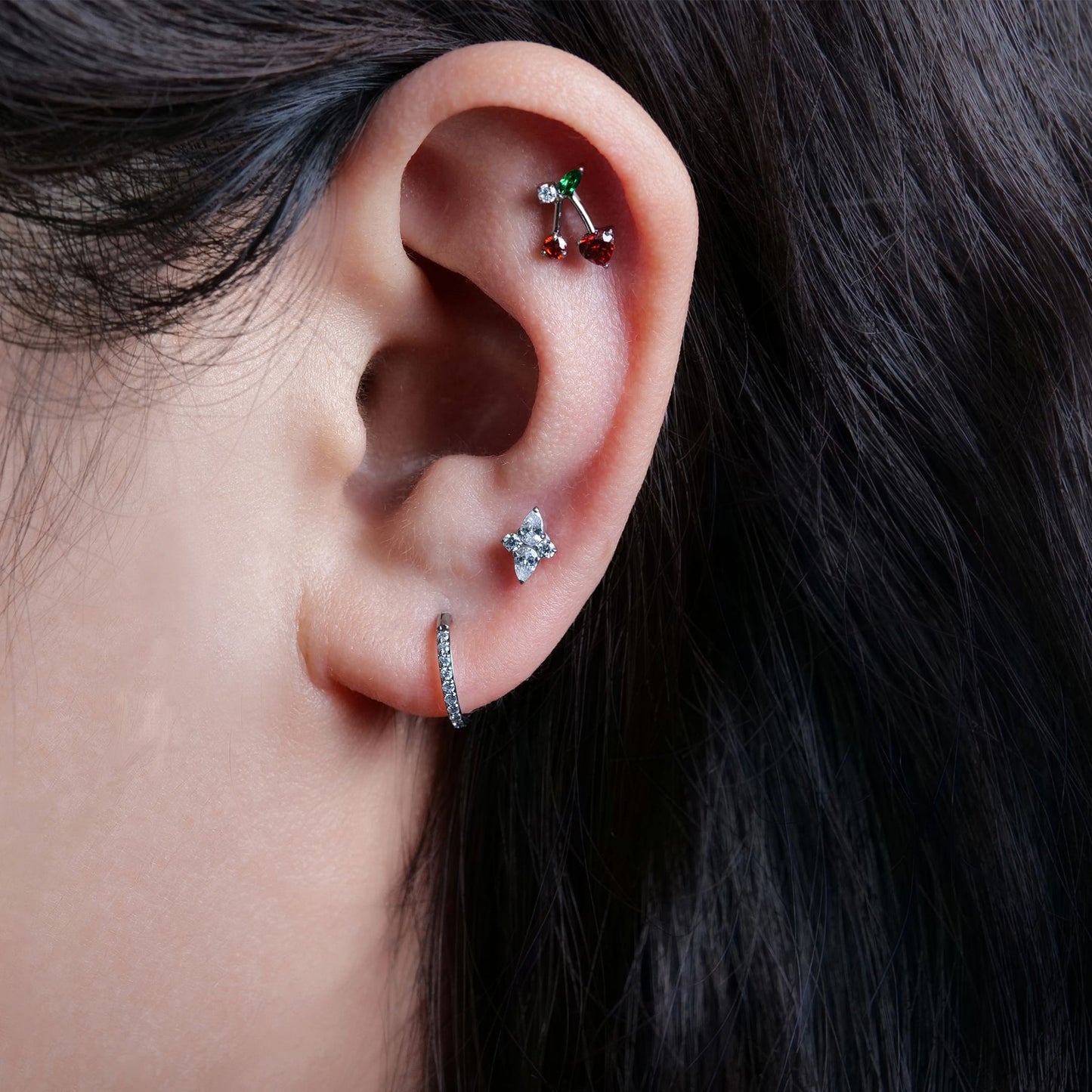 Pendientes de titanio G23 hipoalergénicos Limerencia con rosca posterior para trago, poste de piercing F136 calibre 20 para orejas sensibles, cartílago (cometa)