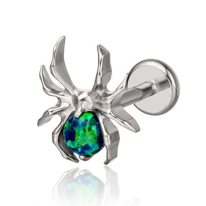 limerencia Hypoallergener Titan ASTM F136-18G 6mm 8mm 10mm Flat Back Intern Gewinde Ohrstecker Piercing Schmuck für Tragus Helix Conch Knorpel Nase Lippe (Spinne 1 Stk)