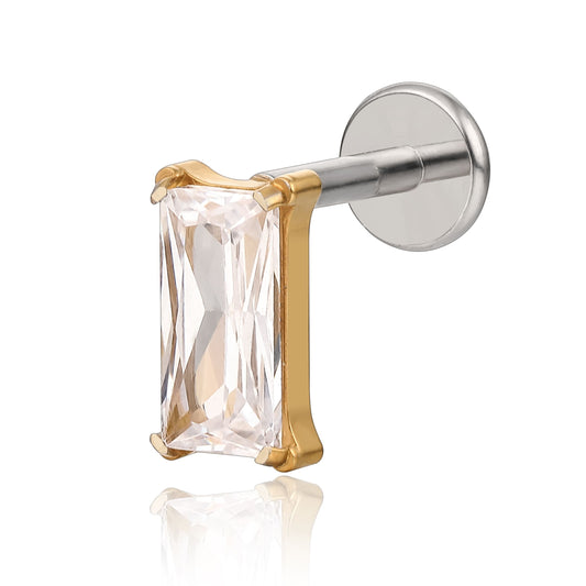 Limerencia Piercing Rettangolare Titanio F136 Ipoallergenico 20G 6mm 8mm Retro Piatto, Orecchini Senza Filettatura Inserimento Rapido G23 Grado Implantare per Trago, Cartilagine, Helix, Conchiglia, Naso e Monroe (1 Pezzo)