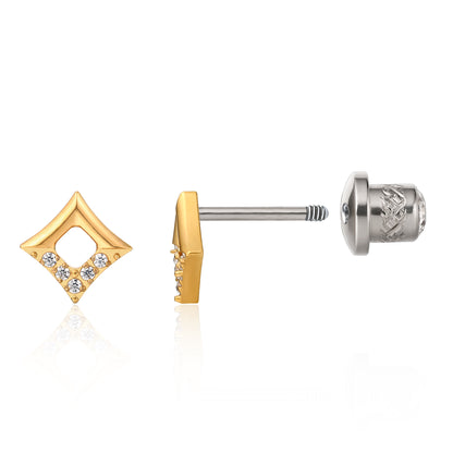 Orecchini a vite in titanio implantabile G23 ipoallergenici Limerencia, piercing quadrato 20G F136 per cartilagine, trago ed elica orecchio sensibile